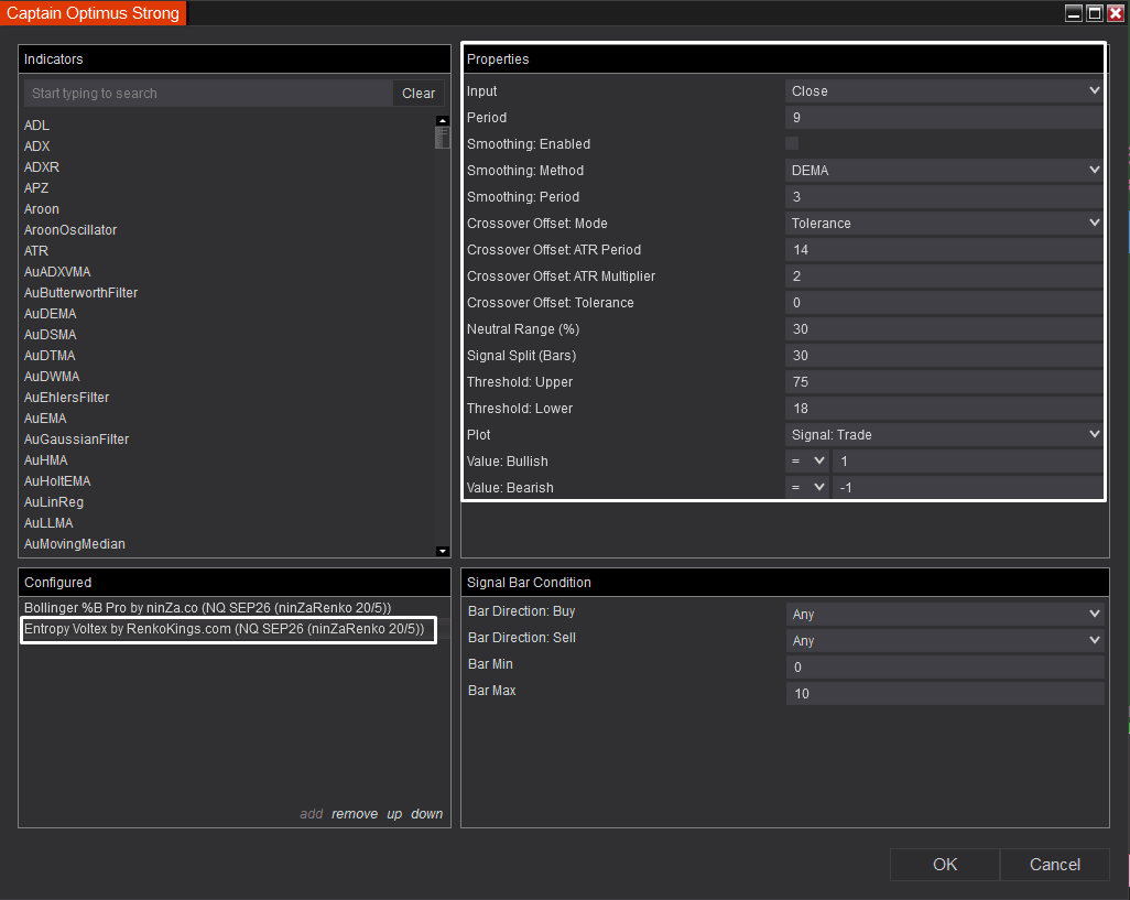 Entropy Voltex configuration for Setup 2 in Captain Optimus Strong v2