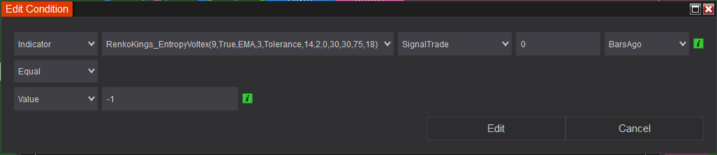 Entropy Voltex sell condition for Setup 2 in Infinity Algo Engine$