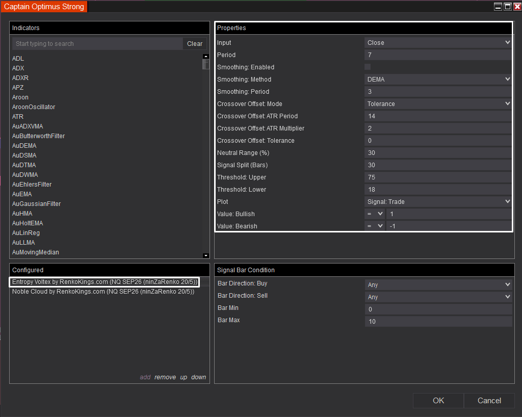 Entropy Voltex configuration for Setup 1 in Captain Optimus Strong v2